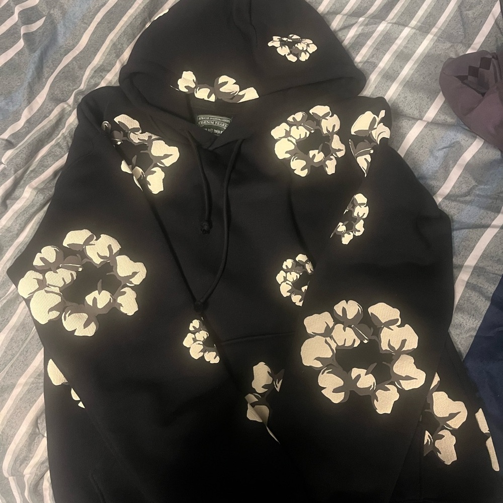 Black Denim Tear Hoodie Authentic NWT